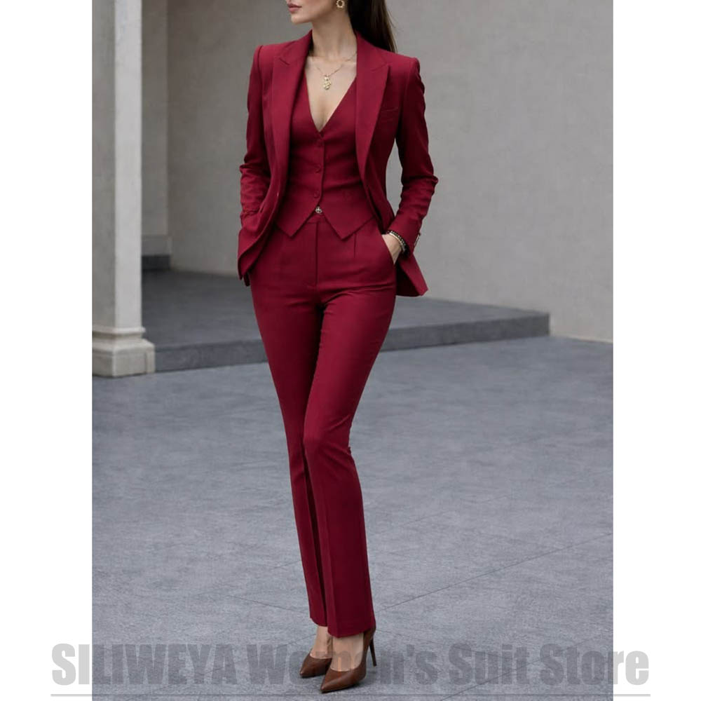 Women Formal Wear Shirt And Pant - Kadın 3 Parça Takım Elbise Seti
