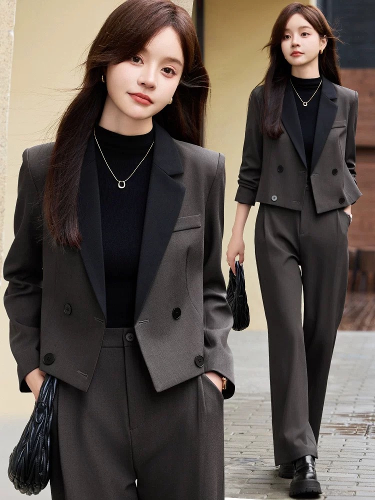 Kadınlar için gri kısa blazer  - Women Formal Wear Shirt And Pant incelemesi ve fiyatı